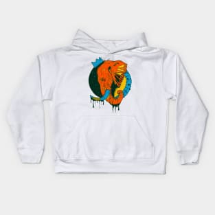 Orange Blue Royal Elephant Kids Hoodie